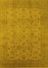 Machine Washable Oriental Yellow Industrial Rug, wshurb3039yw