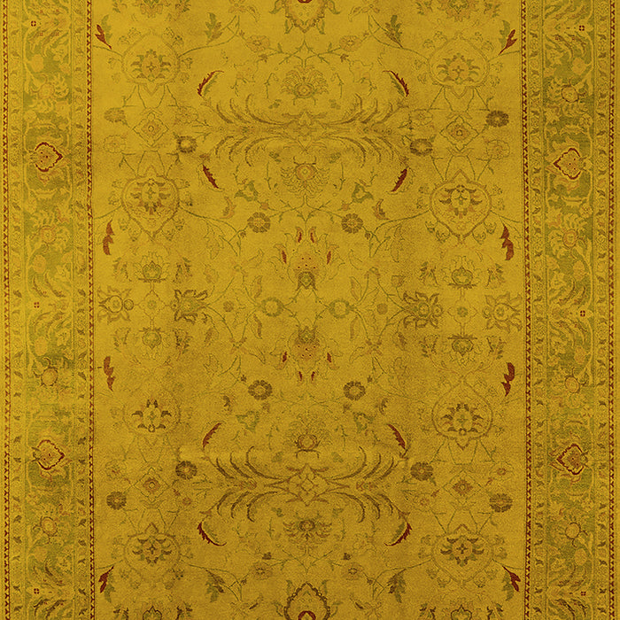 Machine Washable Oriental Yellow Industrial Rug, wshurb3039yw