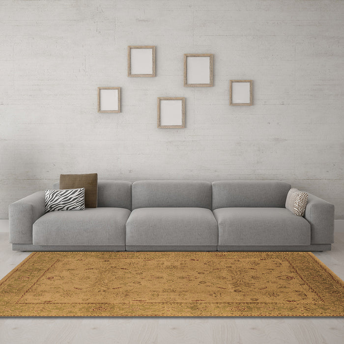 Machine Washable Oriental Brown Industrial Rug in a Living Room,, wshurb3039brn