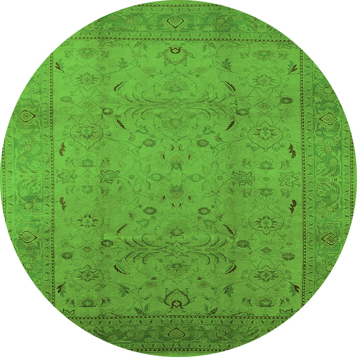 Round Oriental Green Industrial Rug, urb3039grn