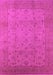 Machine Washable Oriental Pink Industrial Rug, wshurb3039pnk