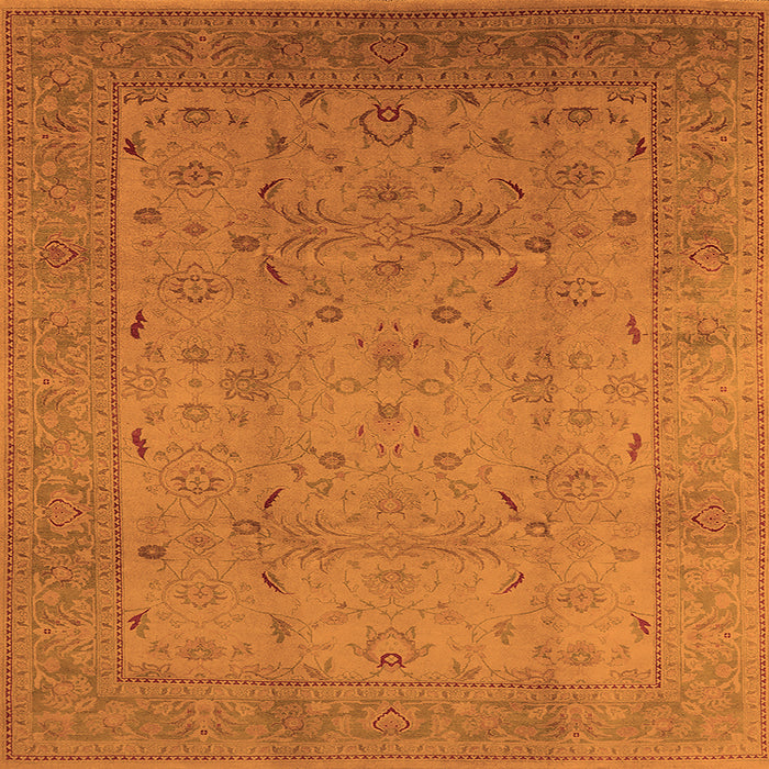 Square Machine Washable Oriental Orange Industrial Area Rugs, wshurb3039org