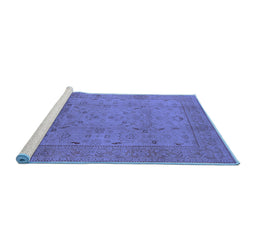 Sideview of Machine Washable Oriental Blue Industrial Rug, wshurb3039blu