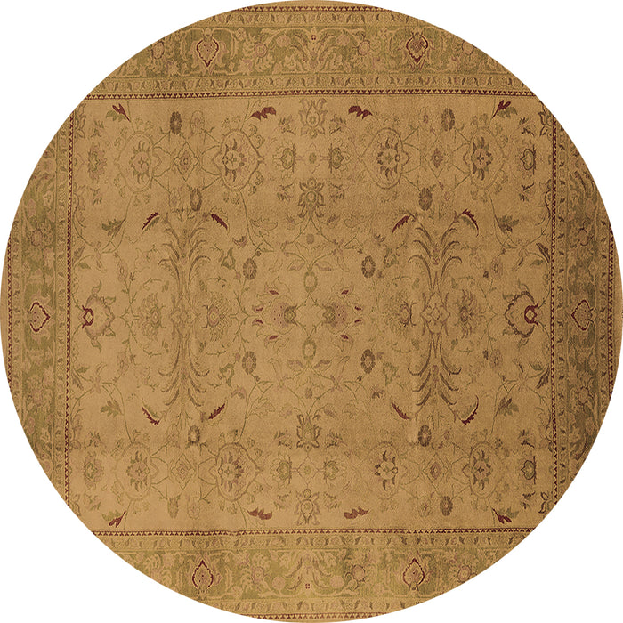 Round Oriental Brown Industrial Rug, urb3039brn