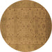 Round Oriental Brown Industrial Rug, urb3039brn