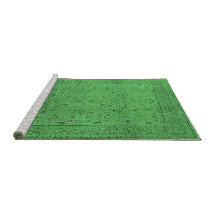 Sideview of Machine Washable Oriental Emerald Green Industrial Area Rugs, wshurb3039emgrn