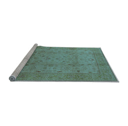 Sideview of Machine Washable Oriental Light Blue Industrial Rug, wshurb3039lblu