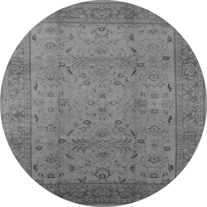 Round Machine Washable Oriental Gray Industrial Rug, wshurb3039gry