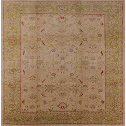 Square Mid-Century Modern Light Brown Oriental Rug, urb3039