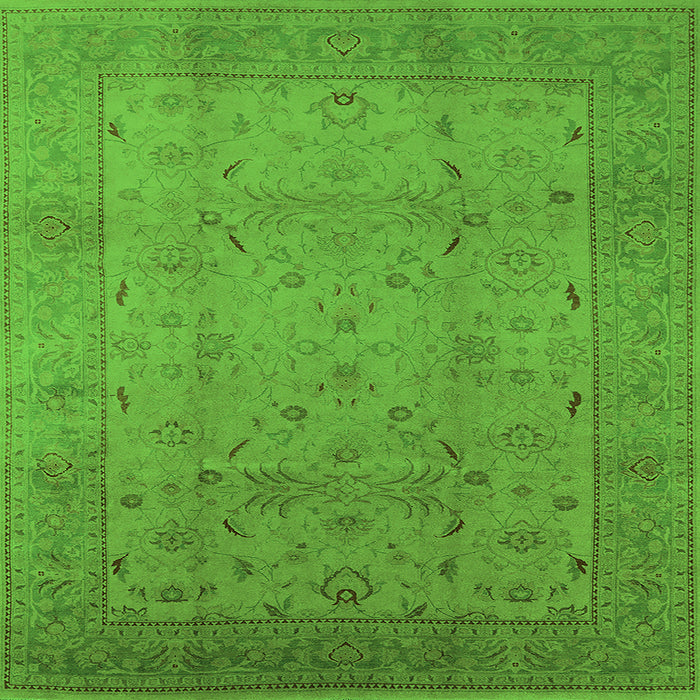 Square Machine Washable Oriental Green Industrial Area Rugs, wshurb3039grn