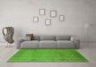 Machine Washable Oriental Green Industrial Area Rugs in a Living Room,, wshurb3039grn