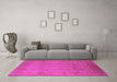 Machine Washable Oriental Pink Industrial Rug in a Living Room, wshurb3039pnk