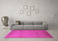 Machine Washable Oriental Pink Industrial Rug, wshurb3039pnk