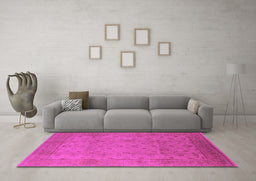 Machine Washable Oriental Pink Industrial Rug in a Living Room, wshurb3039pnk