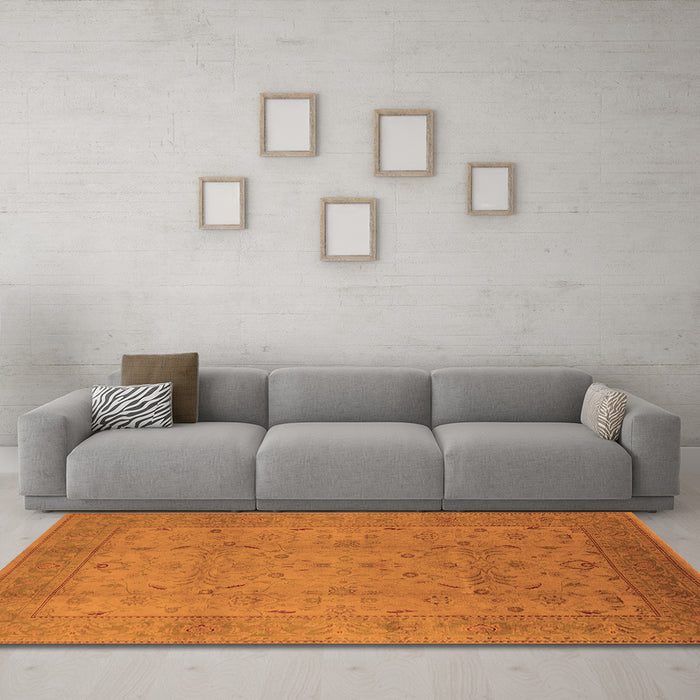 Machine Washable Oriental Orange Industrial Area Rugs in a Living Room, wshurb3039org