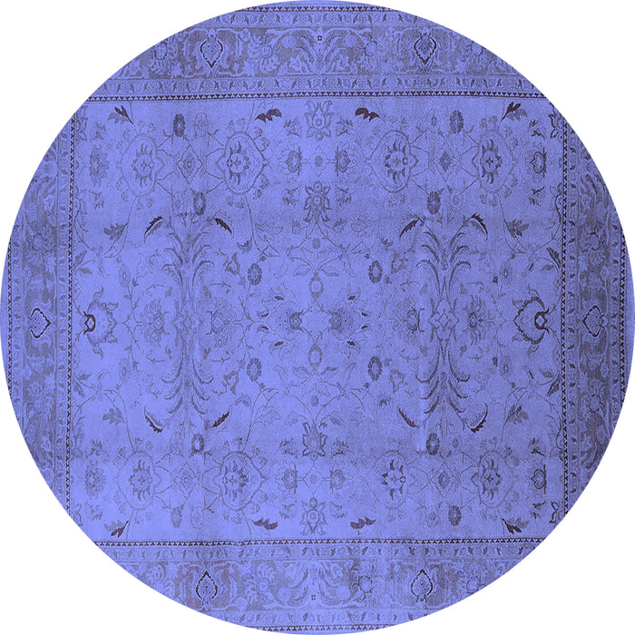 Round Oriental Blue Industrial Rug, urb3039blu