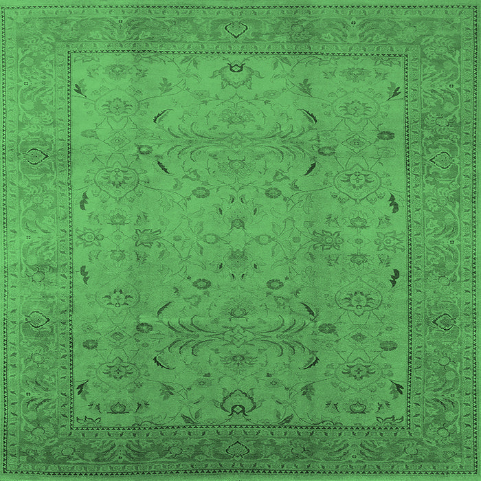 Square Oriental Emerald Green Industrial Rug, urb3039emgrn
