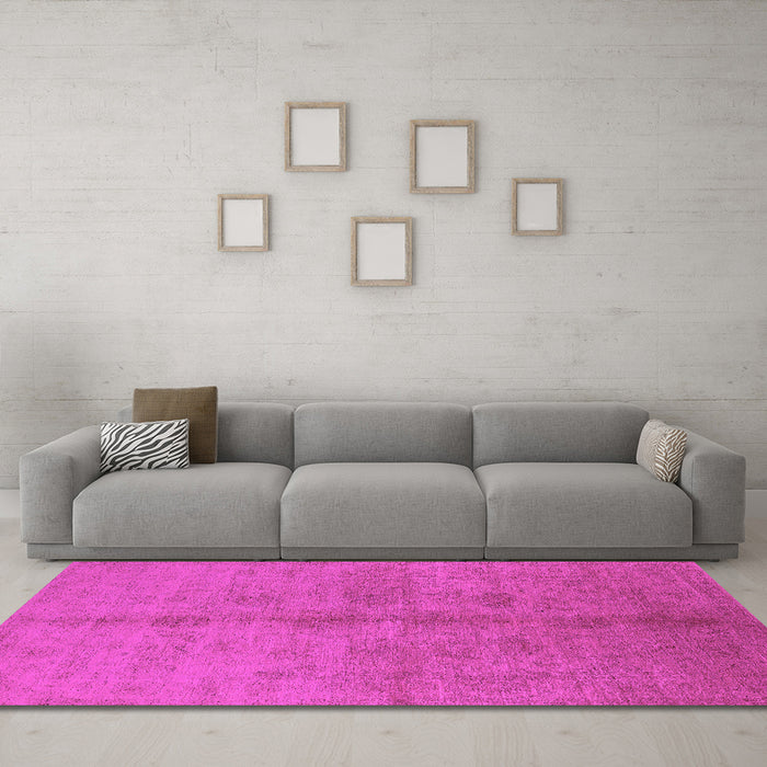 Machine Washable Oriental Pink Industrial Rug in a Living Room, wshurb3040pnk