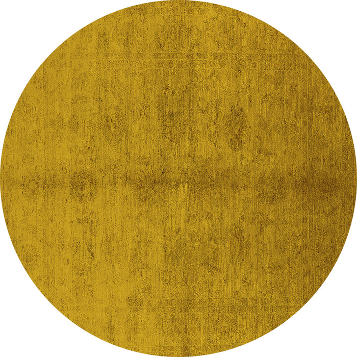 Round Oriental Yellow Industrial Rug, urb3040yw
