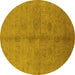 Round Oriental Yellow Industrial Rug, urb3040yw