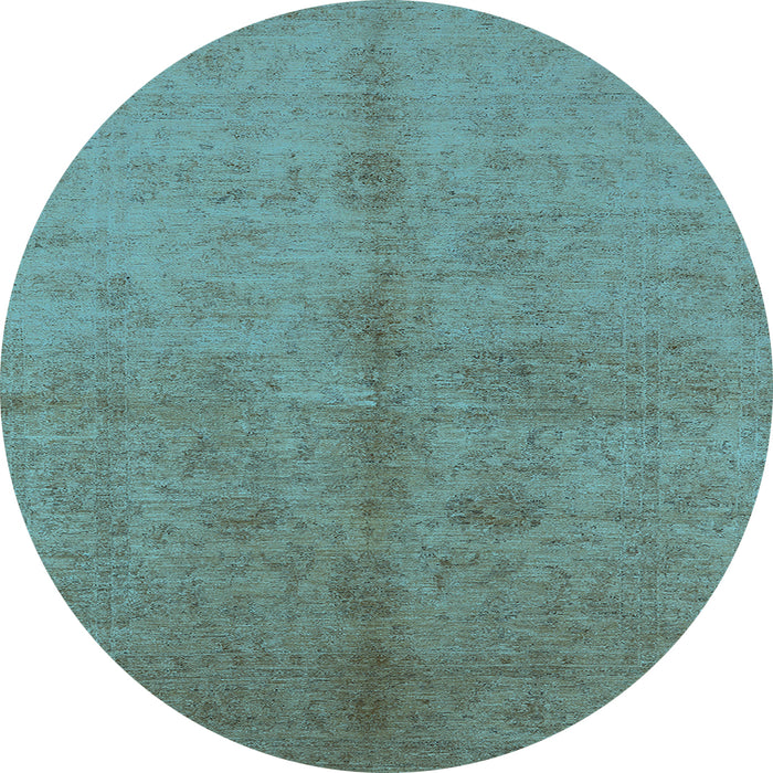 Round Machine Washable Oriental Light Blue Industrial Rug, wshurb3040lblu