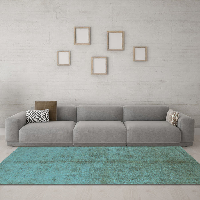 Machine Washable Oriental Light Blue Industrial Rug in a Living Room, wshurb3040lblu