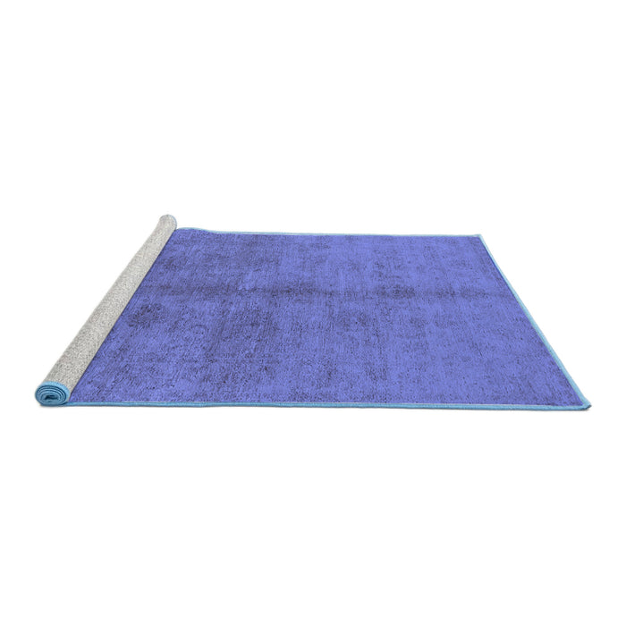 Sideview of Machine Washable Oriental Blue Industrial Rug, wshurb3040blu