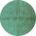 Round Oriental Turquoise Industrial Rug, urb3040turq