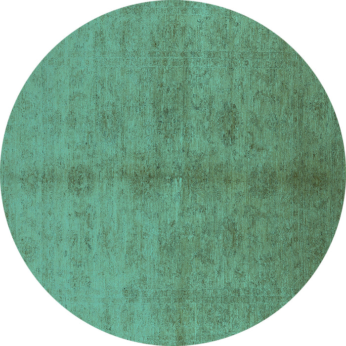 Round Machine Washable Oriental Turquoise Industrial Area Rugs, wshurb3040turq