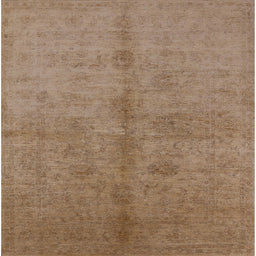 Square Mid-Century Modern Light Brown Oriental Rug, urb3040