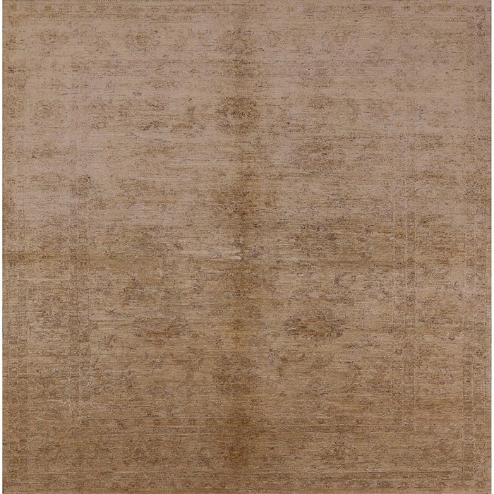 Square Mid-Century Modern Light Brown Oriental Rug, urb3040