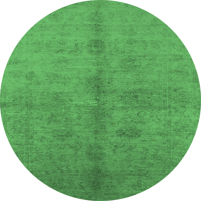 Round Oriental Emerald Green Industrial Rug, urb3040emgrn