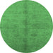 Round Oriental Emerald Green Industrial Rug, urb3040emgrn