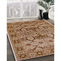 Mid-Century Modern Mahogany Brown Oriental Rug, urb3041