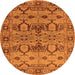 Round Machine Washable Oriental Orange Industrial Area Rugs, wshurb3041org