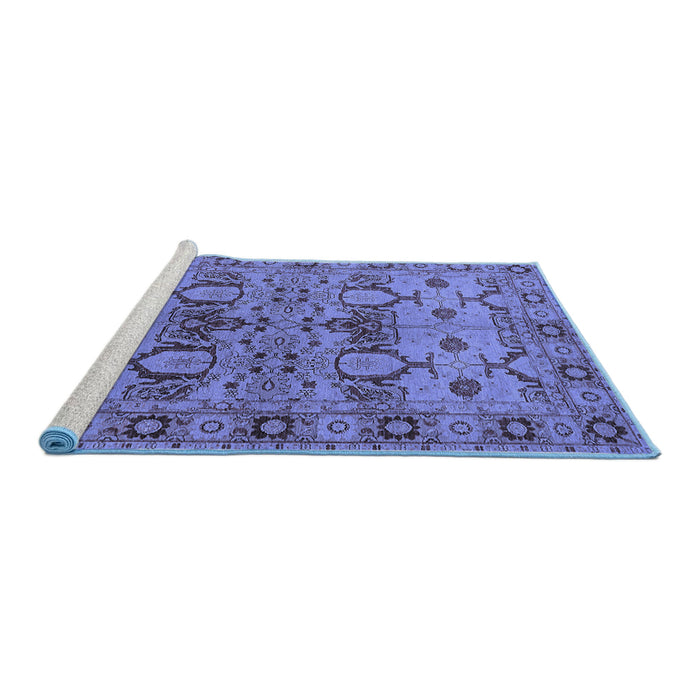 Sideview of Machine Washable Oriental Blue Industrial Rug, wshurb3041blu