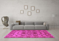 Machine Washable Oriental Pink Industrial Rug, wshurb3041pnk