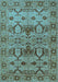 Machine Washable Oriental Light Blue Industrial Rug, wshurb3041lblu