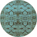 Round Oriental Light Blue Industrial Rug, urb3041lblu