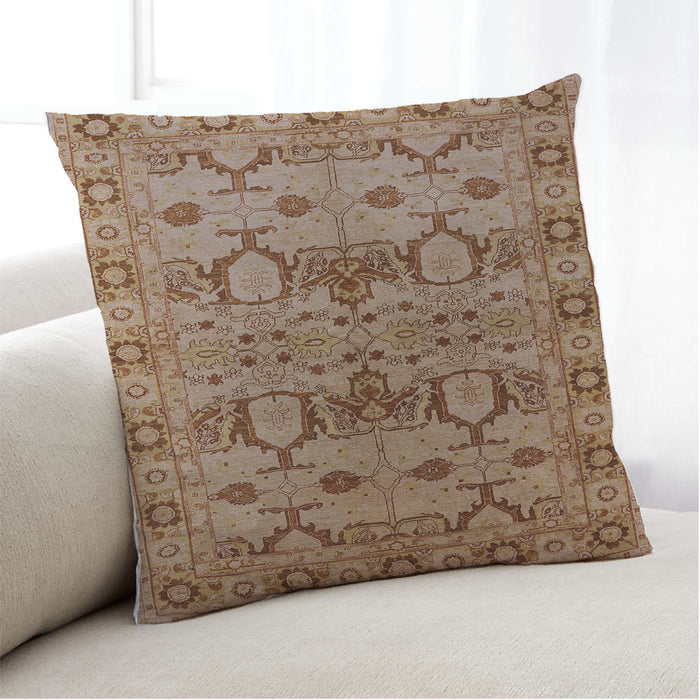 Lifestyle Image of Mid-Century Modern Urban Square Mahogany Brown Throw Pillow, 18 inch by 18 inch, pwurb3041