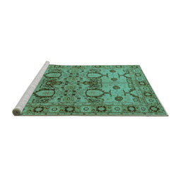 Sideview of Machine Washable Oriental Turquoise Industrial Area Rugs, wshurb3041turq