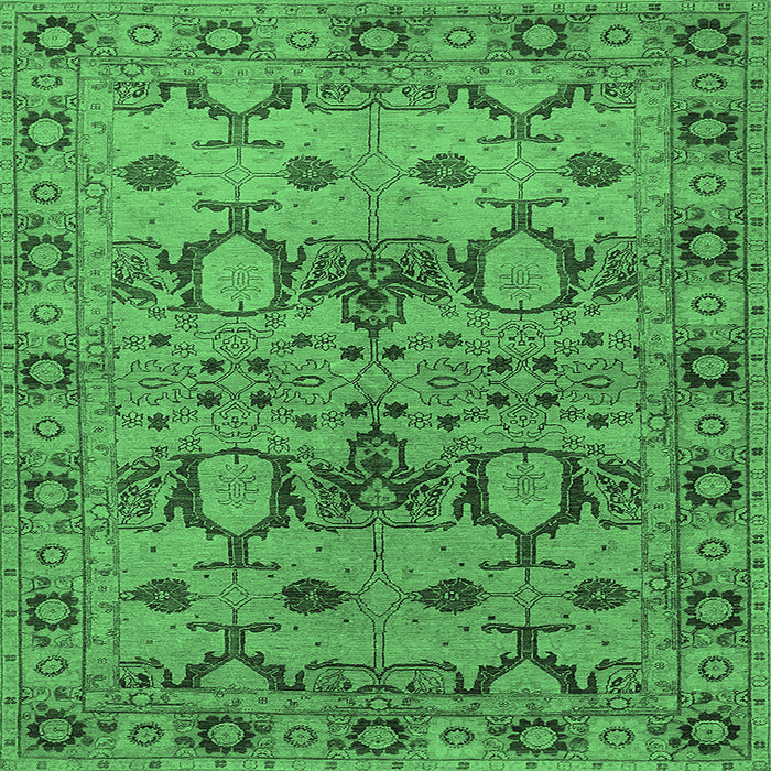 Square Oriental Emerald Green Industrial Rug, urb3041emgrn