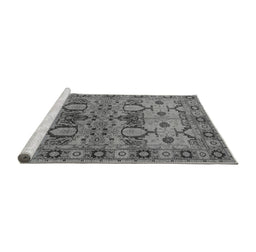 Sideview of Machine Washable Oriental Gray Industrial Rug, wshurb3041gry