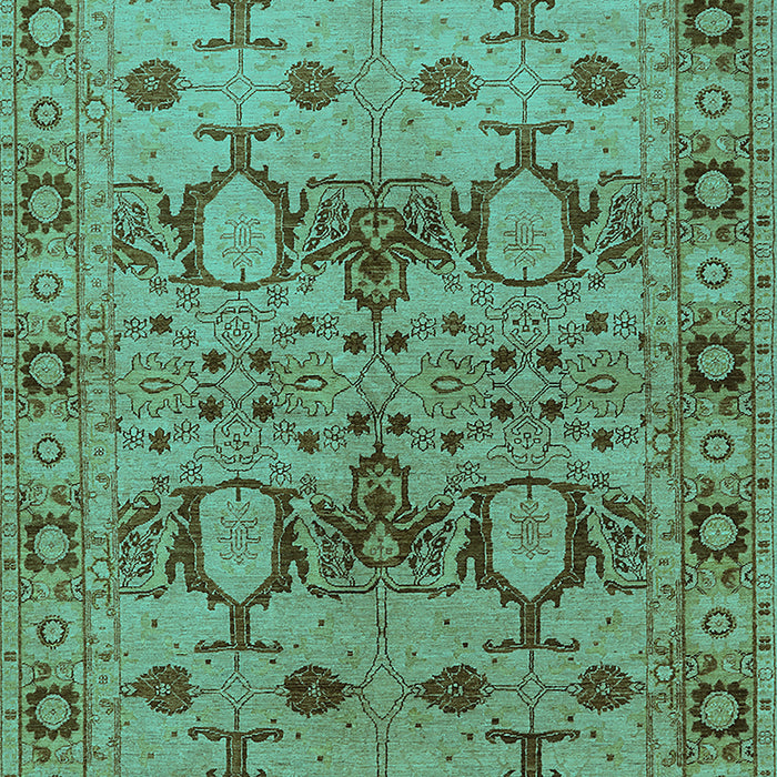 Machine Washable Oriental Turquoise Industrial Area Rugs, wshurb3041turq