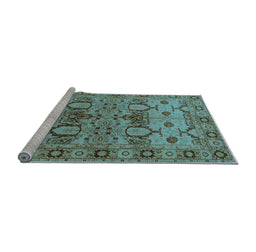 Sideview of Machine Washable Oriental Light Blue Industrial Rug, wshurb3041lblu