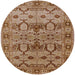 Round Mid-Century Modern Mahogany Brown Oriental Rug, urb3041