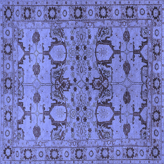Square Machine Washable Oriental Blue Industrial Rug, wshurb3041blu