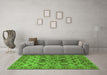 Machine Washable Oriental Green Industrial Area Rugs in a Living Room,, wshurb3041grn