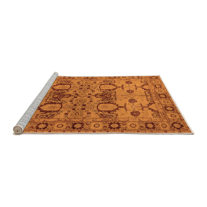 Sideview of Machine Washable Oriental Orange Industrial Area Rugs, wshurb3041org
