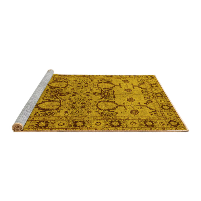 Sideview of Machine Washable Oriental Yellow Industrial Rug, wshurb3041yw